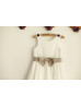 Ivory Cotton Button Connected Straps Flower Girl Dress